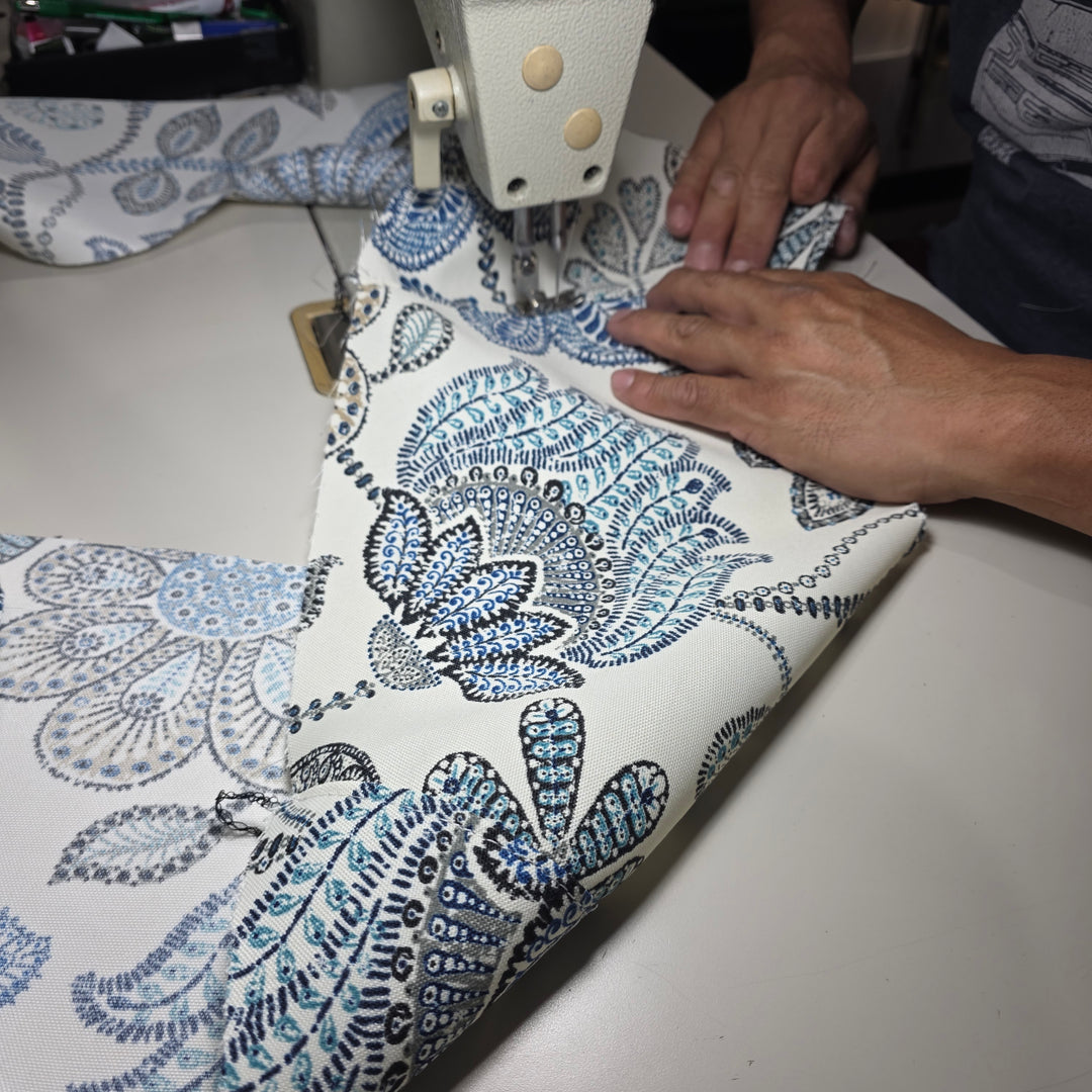 Blue and Cream Flowers Stay Cool Seat Cover