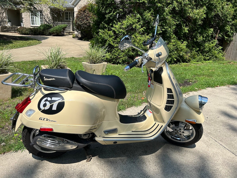 Vespa GTV Minimalist Black Seat Cover with French Seams